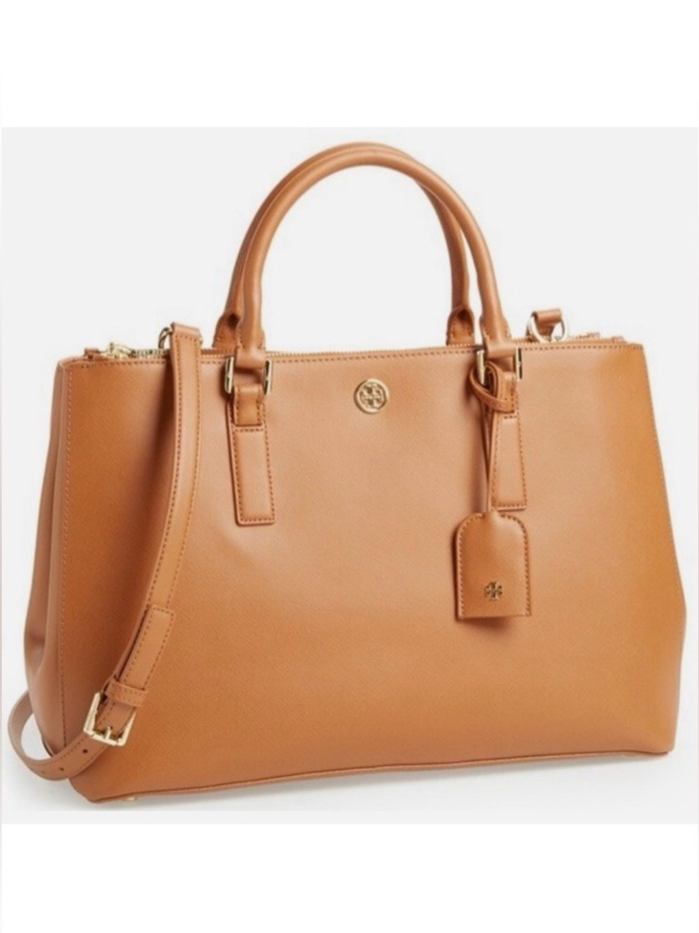 TORY BURCH "ROBINSON" LARGE 🤎TIGERS EYE🤎 SAFFIANO DOUBLE ZIP TOTE 🌟NWOT🌟